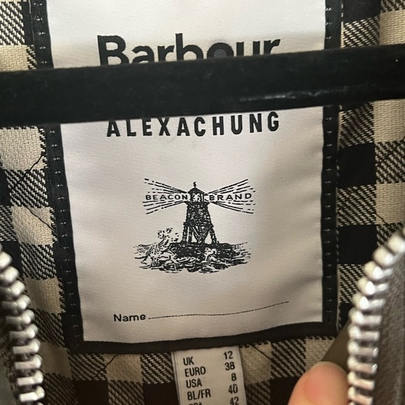 Barbour by Alexachung Trudie  Green Waxed Long Coat Jacket US 8 - Picture 14 of 16